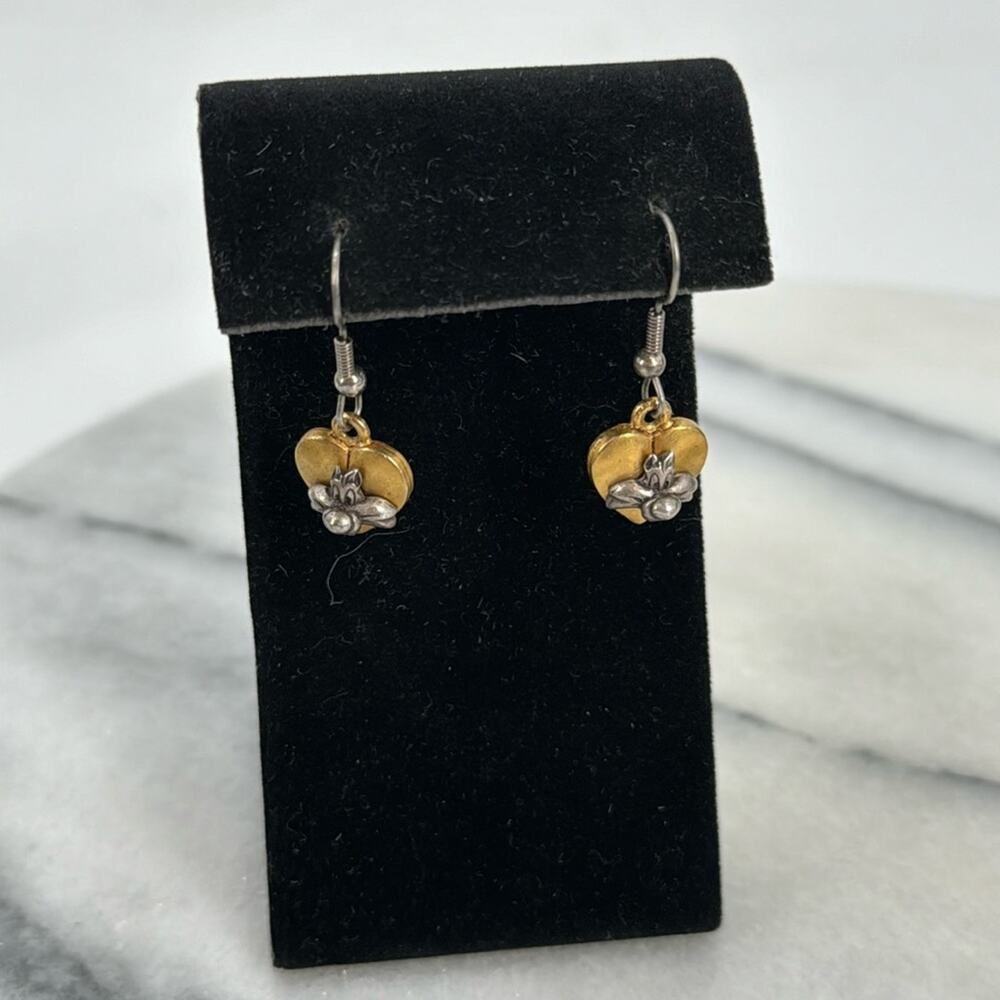 Vintage looney tunes Sylvester silver and gold heart earrings